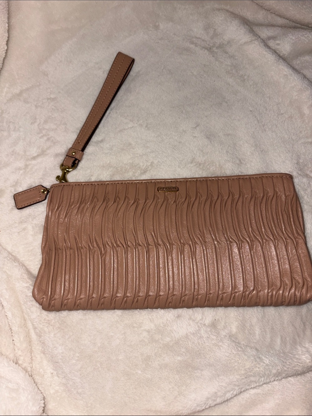 Coach Madison gathered wristlet. Pink/nude